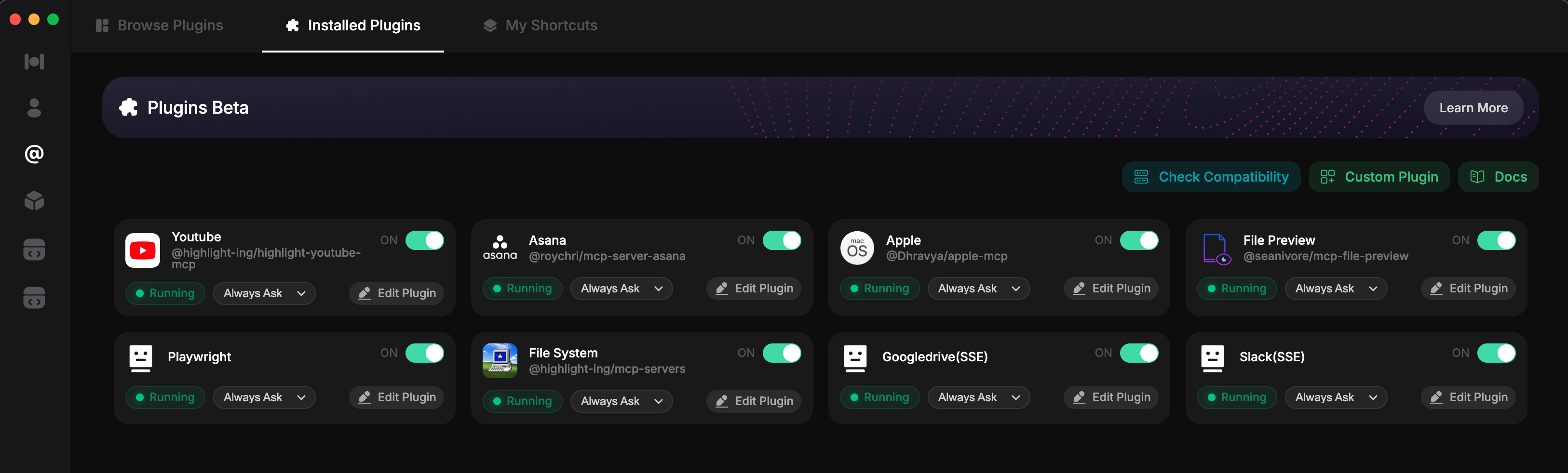 Plugins Page