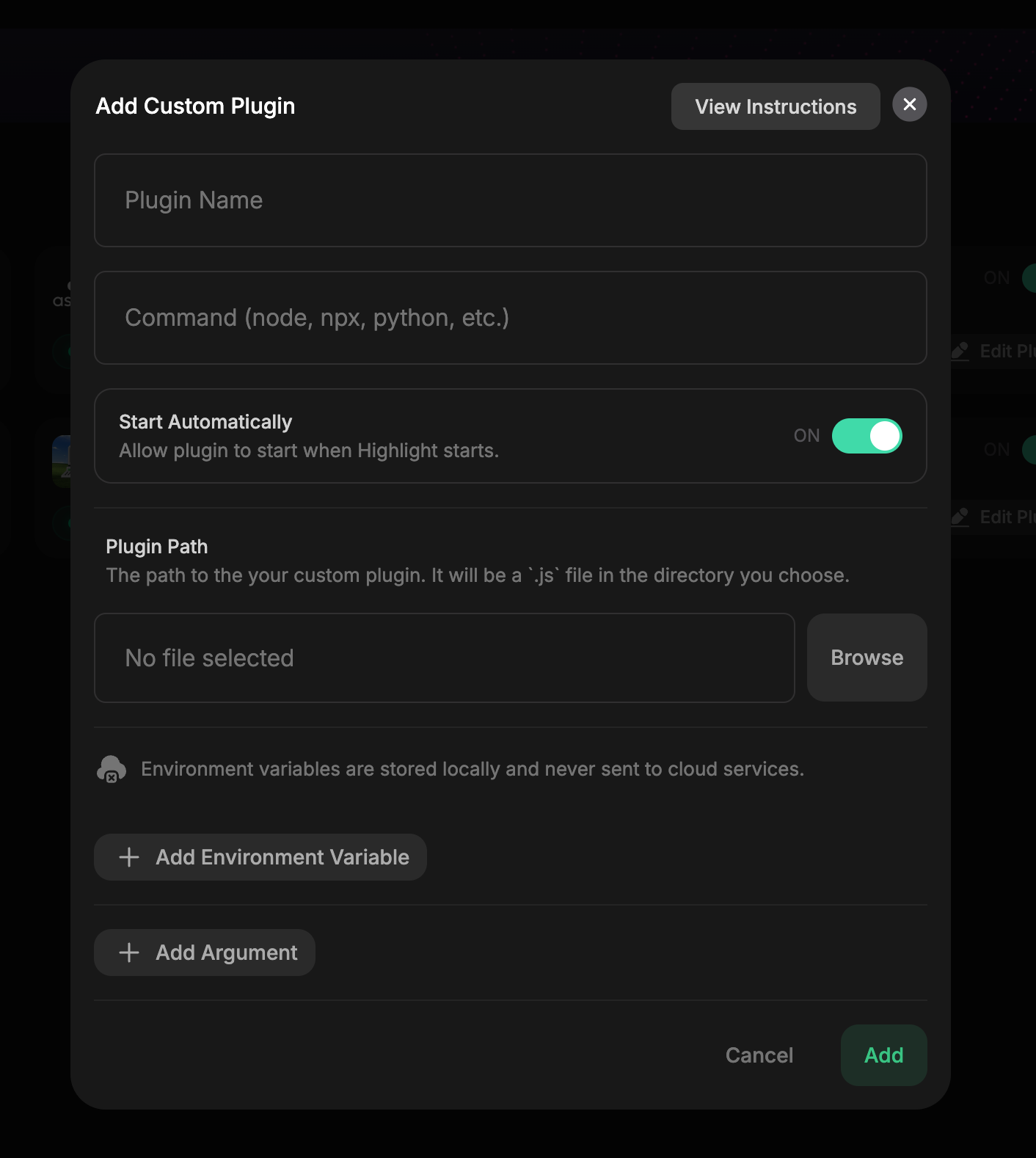 stdio Plugin Setup