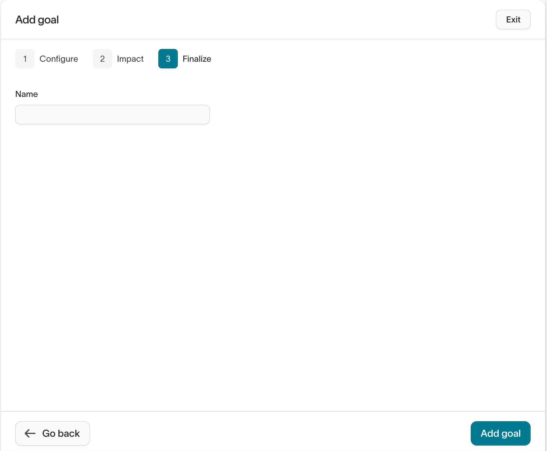 Add goal step 3 – Finalize and name goal