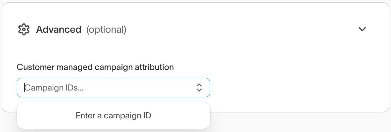 Advanced settings panel showing Campaign ID field