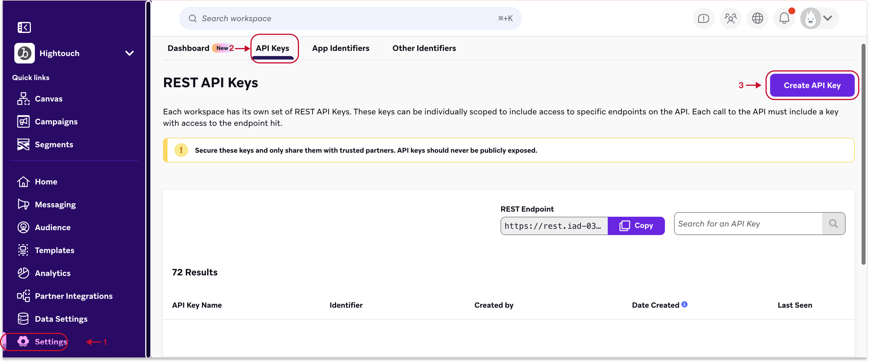 Create API key