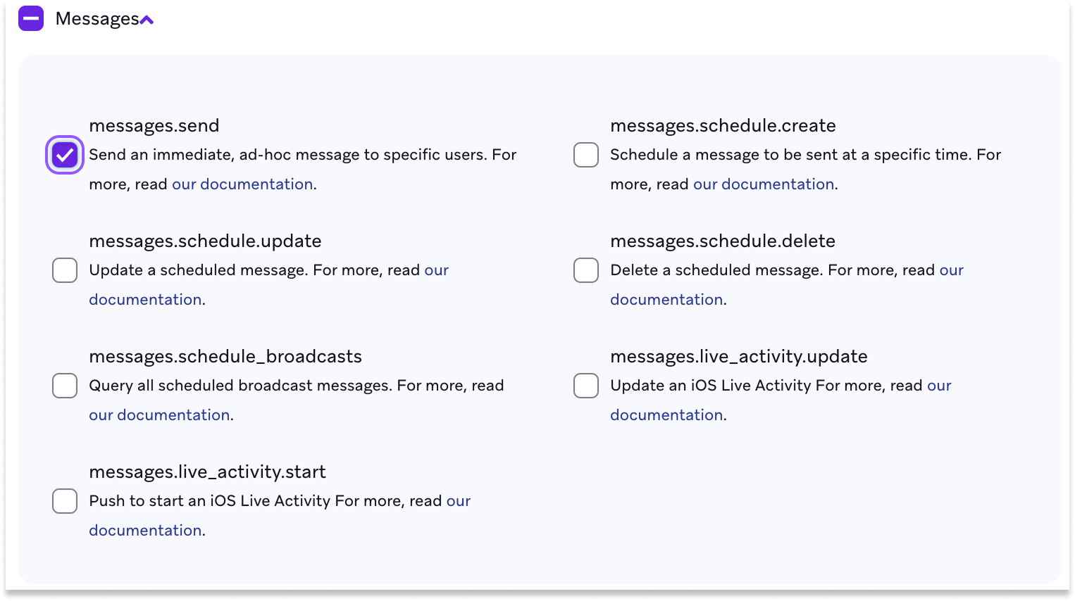 Message permissions