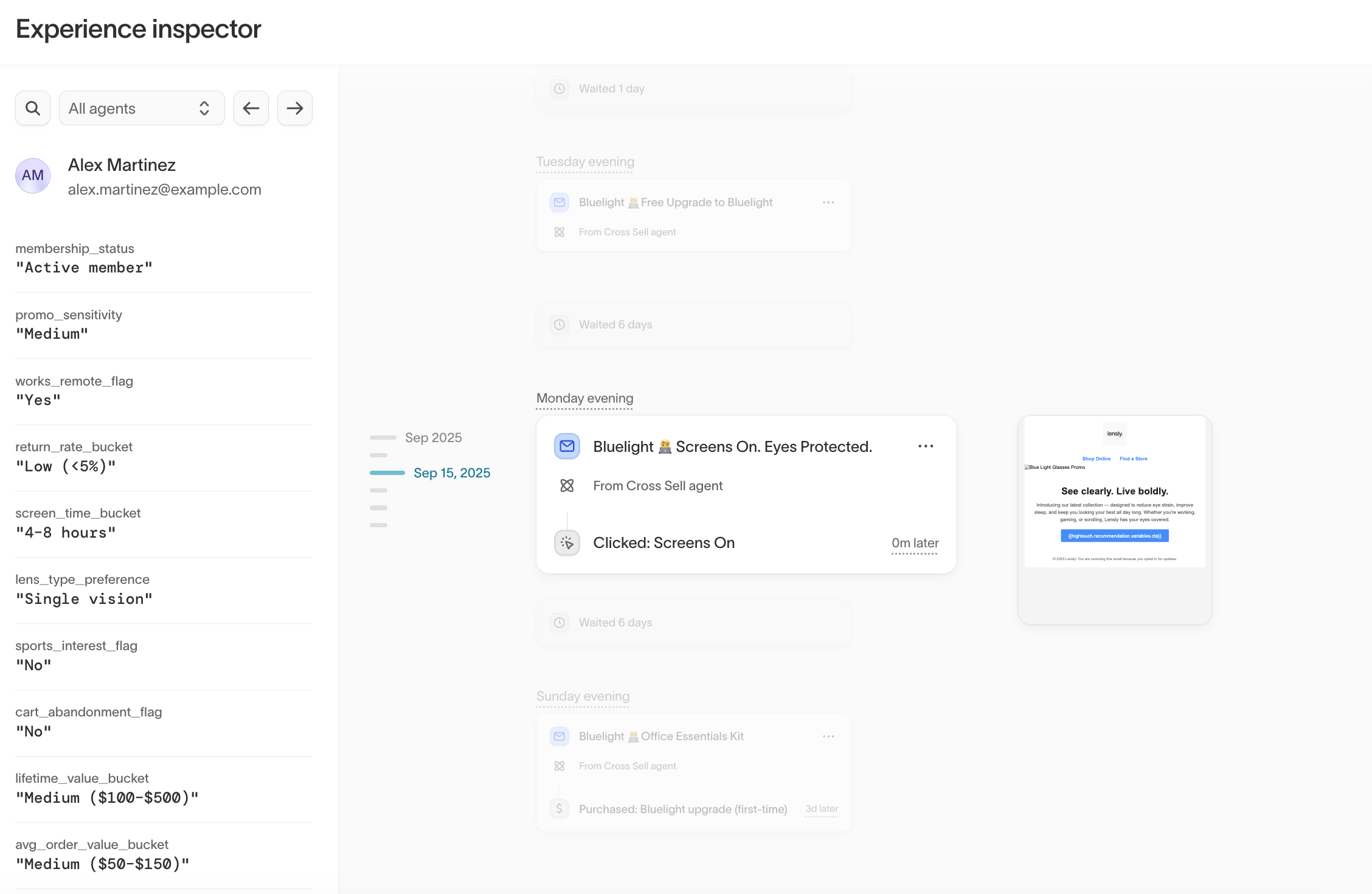 Inspector timeline view