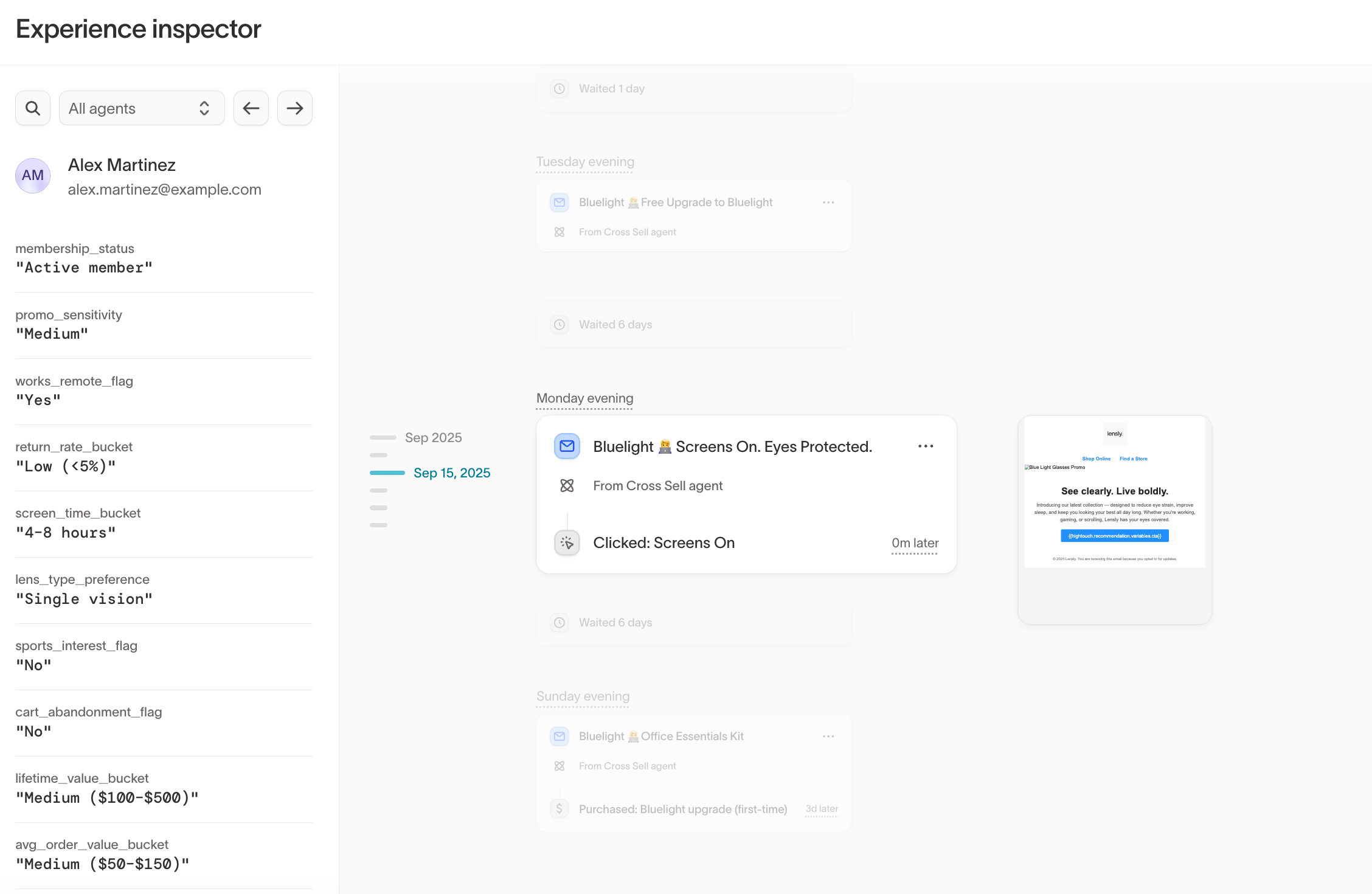 Inspector timeline view