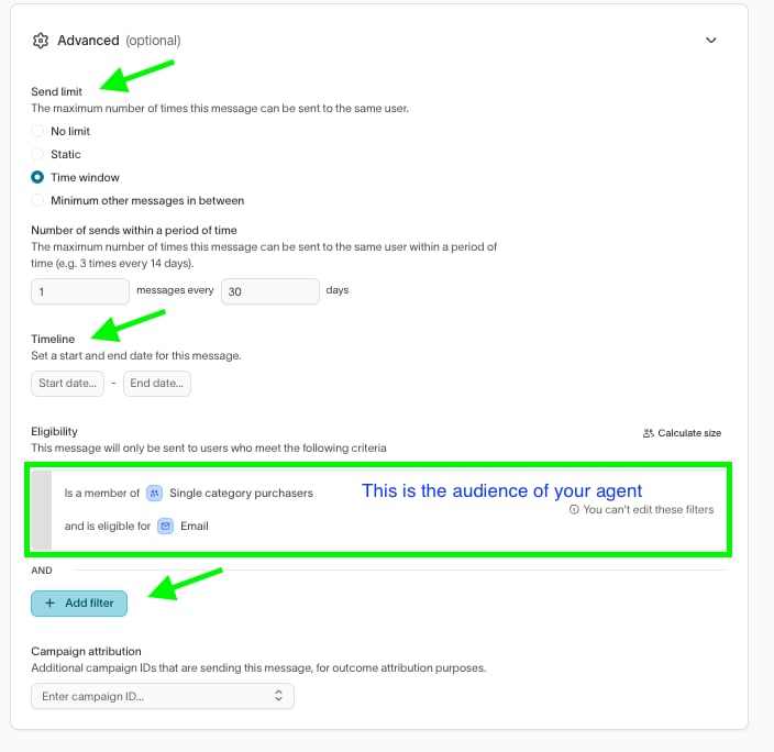 Message-level advanced settings