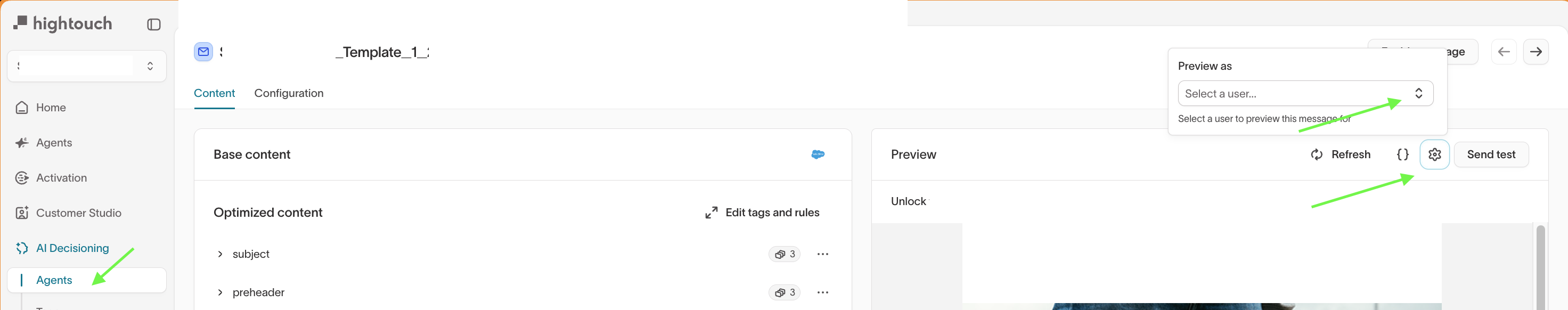 Selecting a user with Preview as