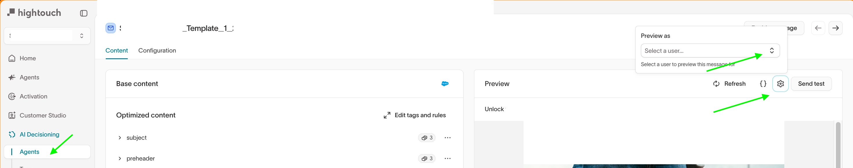 Selecting a user with Preview as