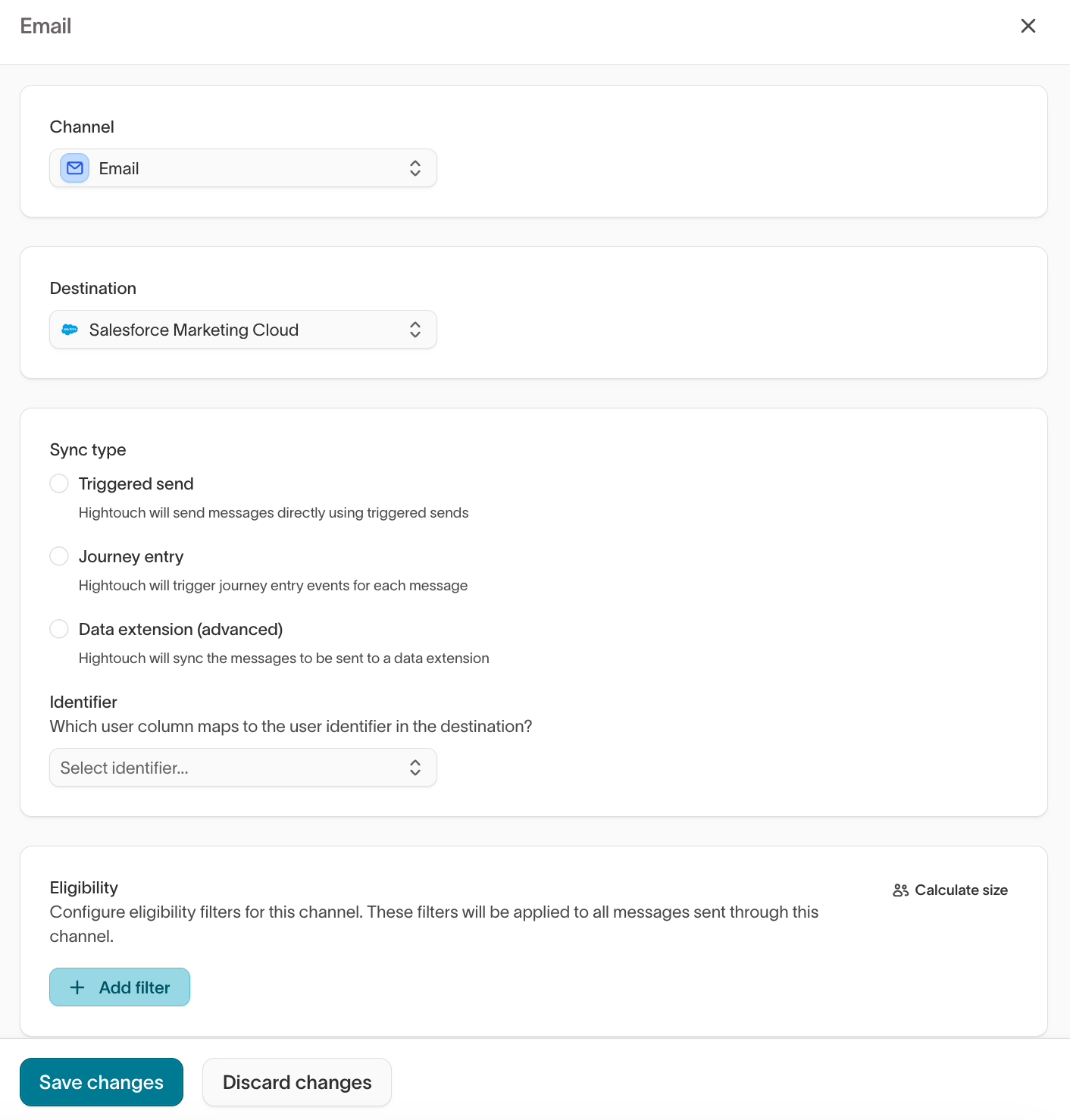 New channel modal