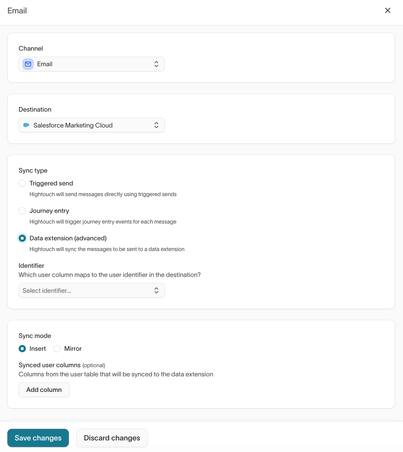Email channel - Data Extension