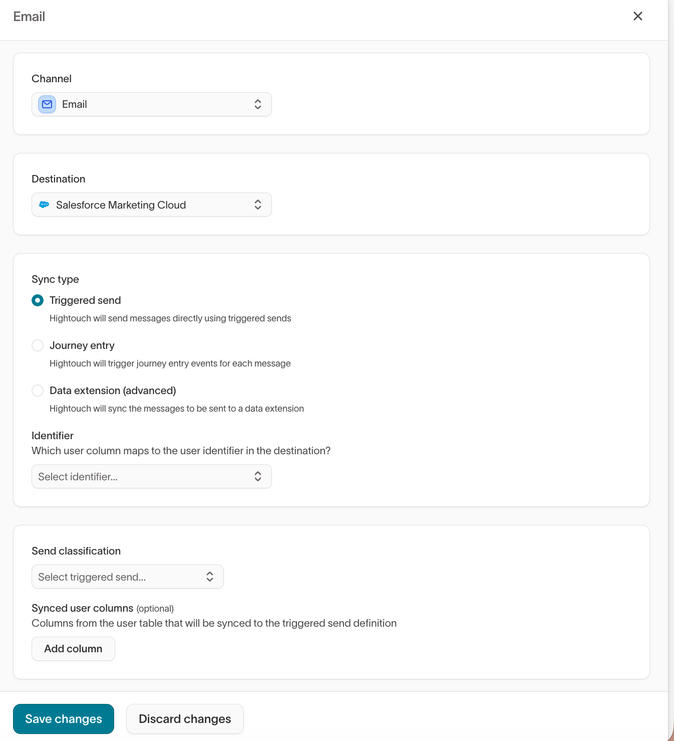 Email channel - Triggered Send