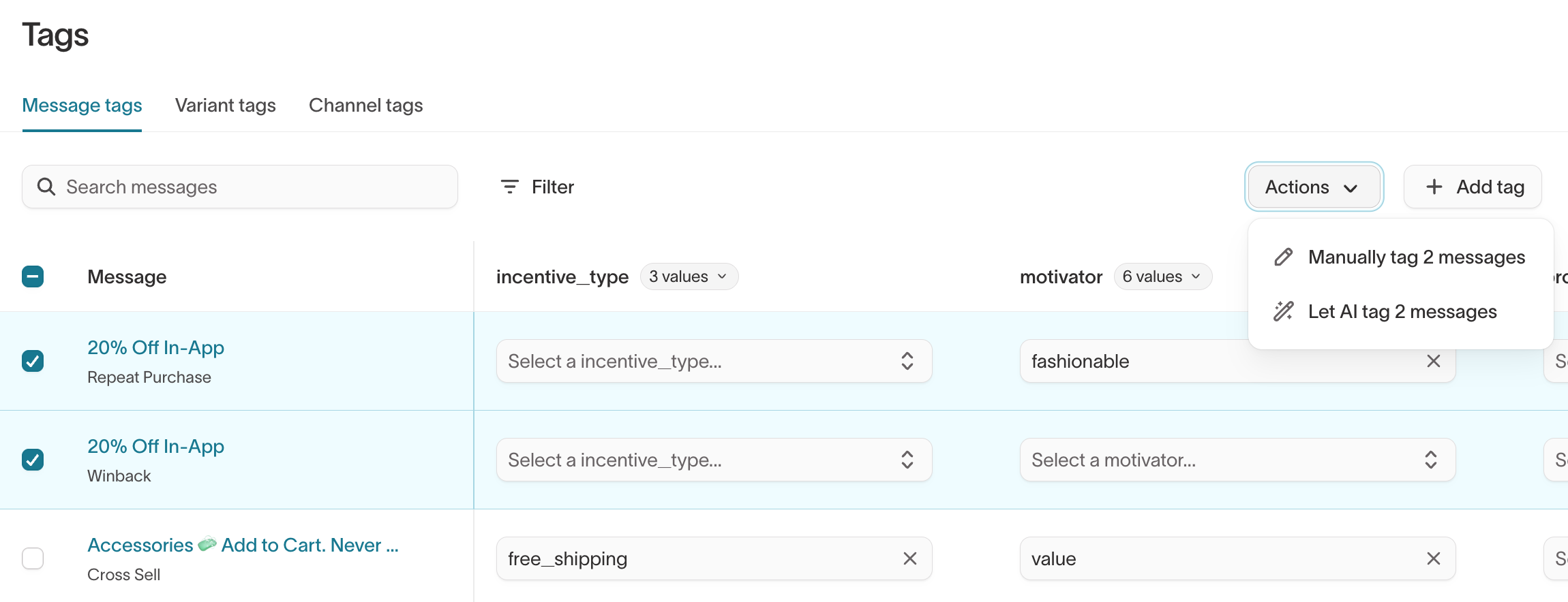 Bulk apply AI tags on the Tags page