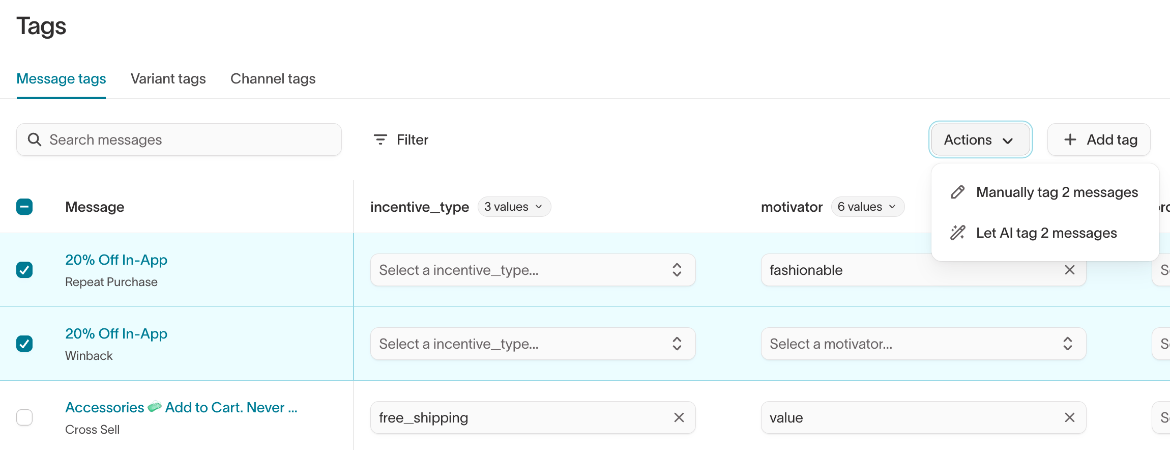 Bulk apply AI tags on the Tags page