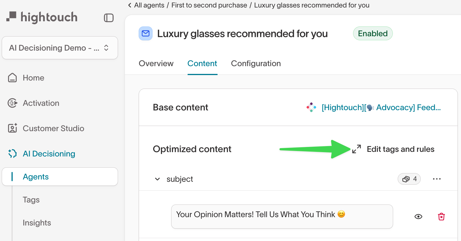Expand tags and rules interface