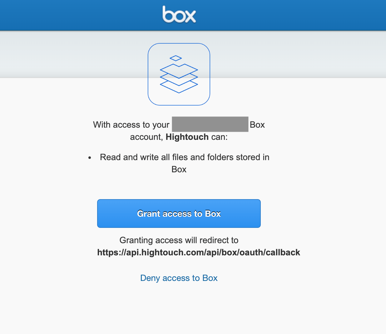 Authorizing Hightouch to Box