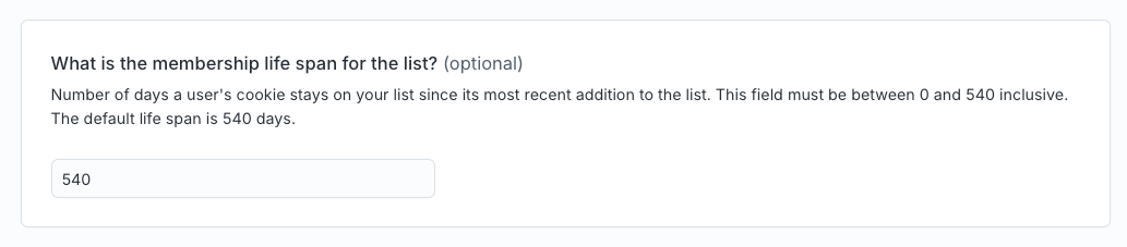 User list membership lifespan