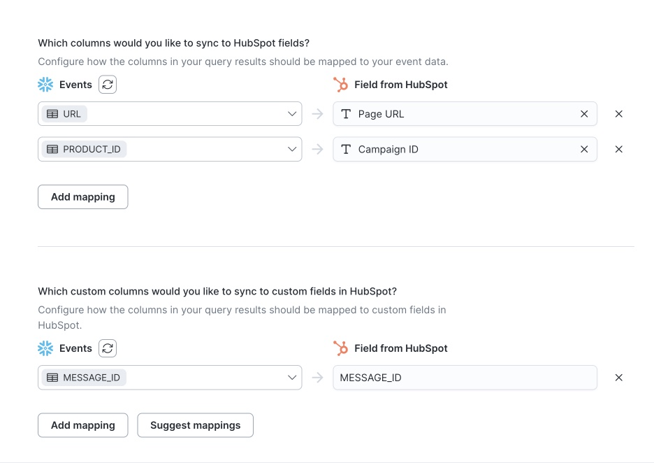Field mapping in the Hightouch UI