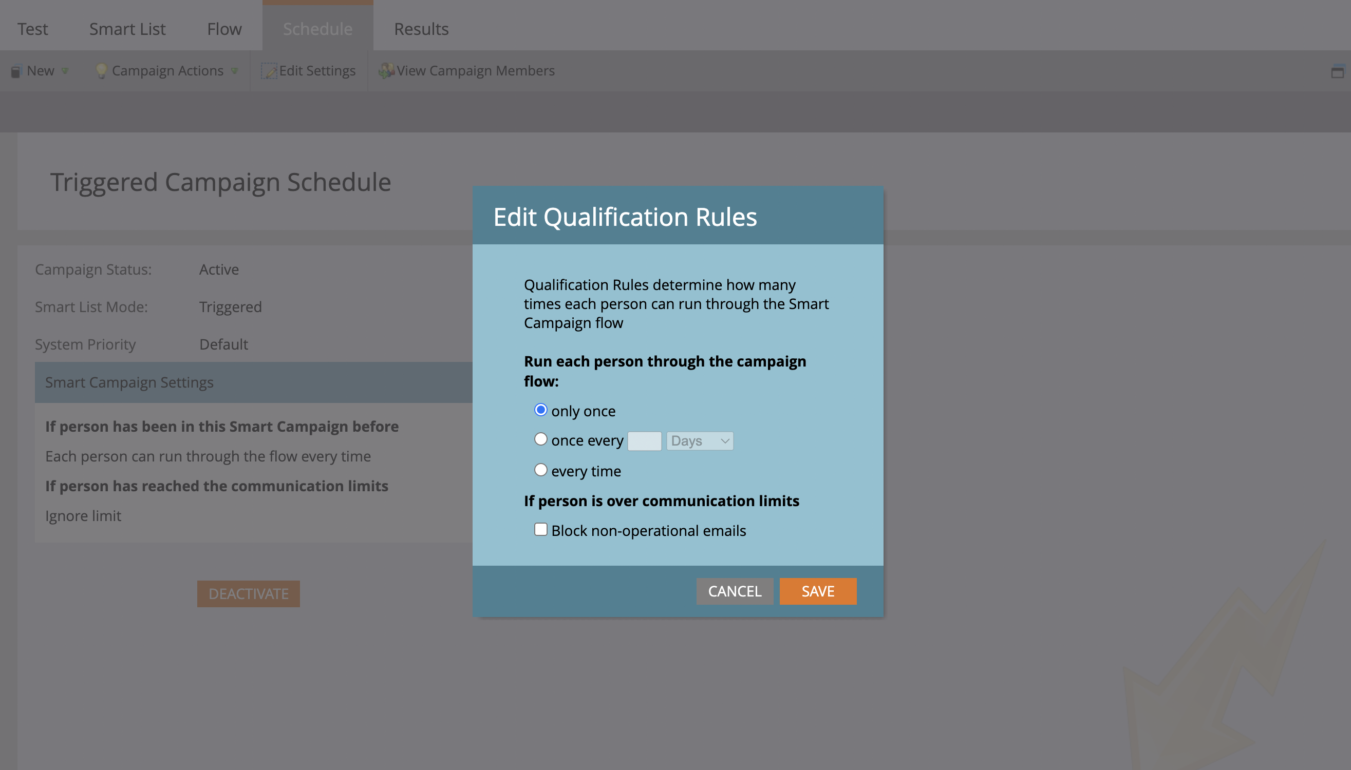 Flow setup in the Marketo
UI