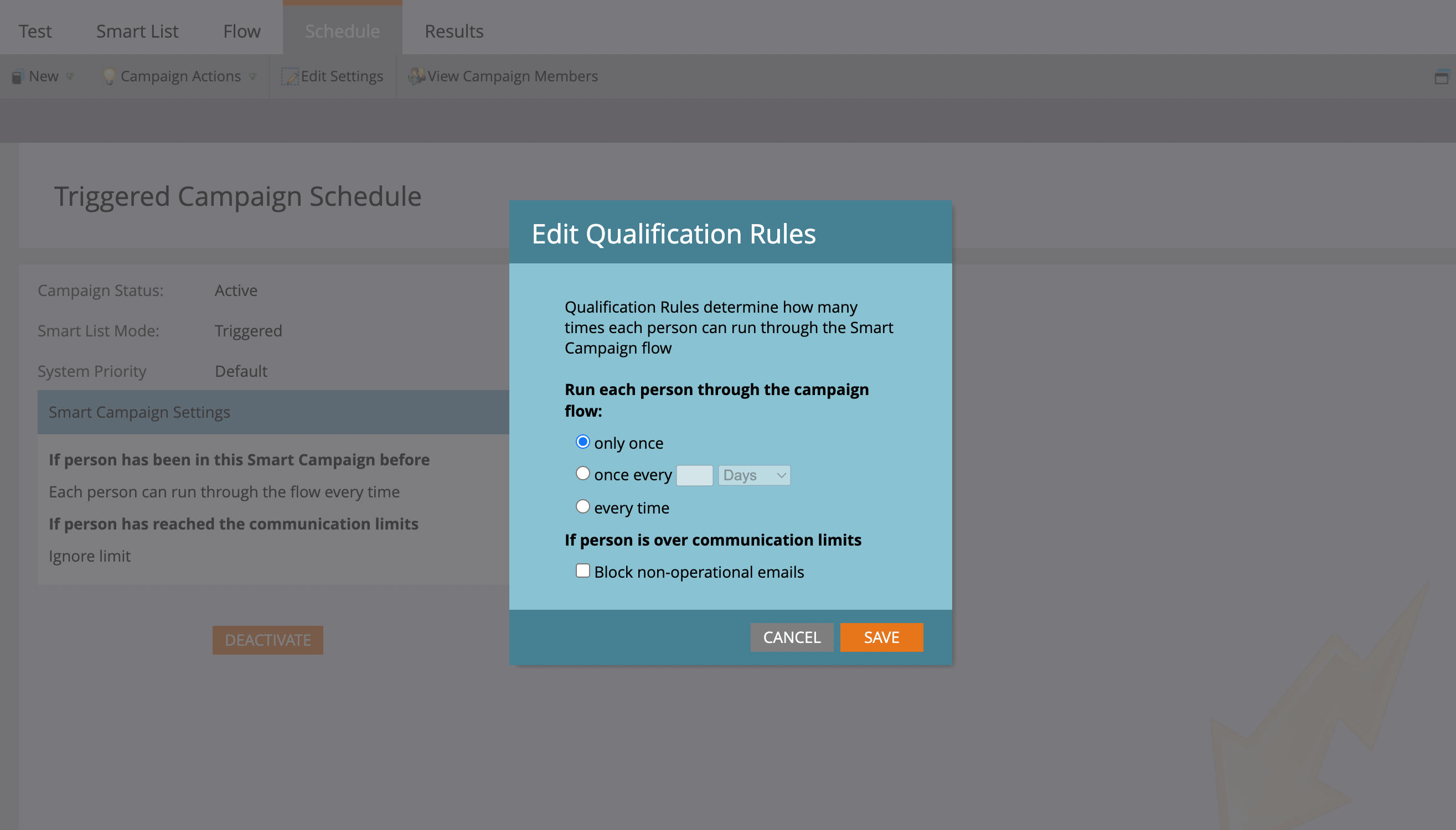 Flow setup in the Marketo
UI