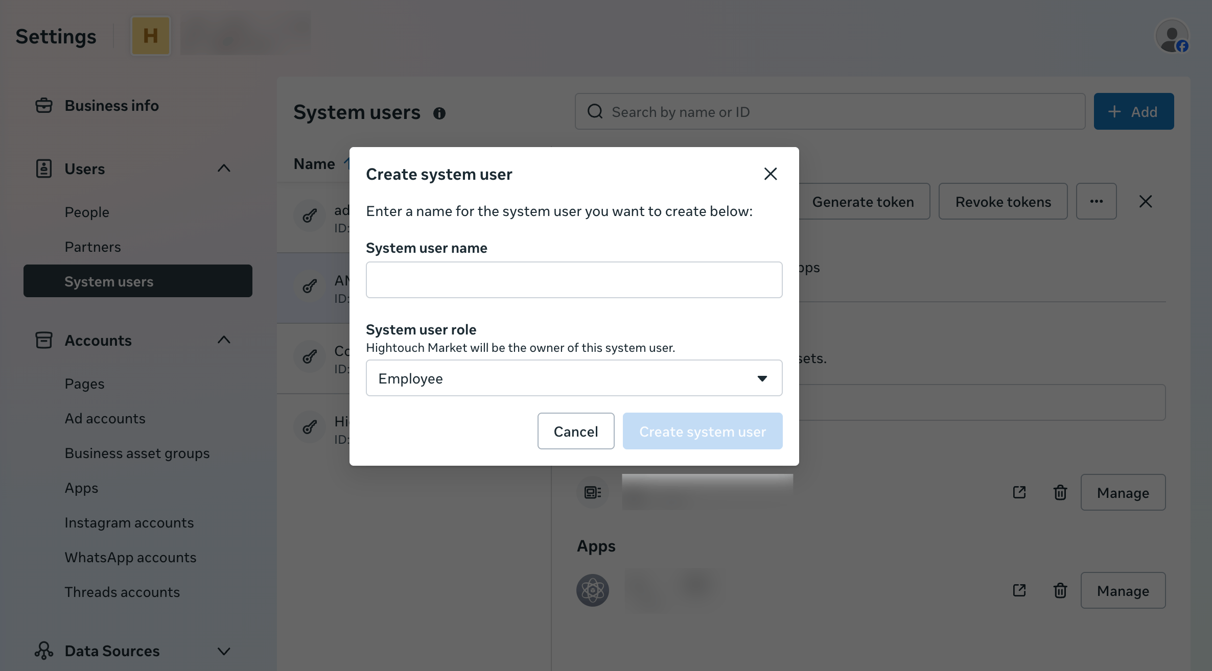 Creating a system user with the Employee role