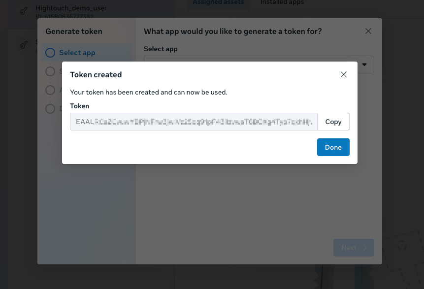 Screenshot of the Meta Business account UI