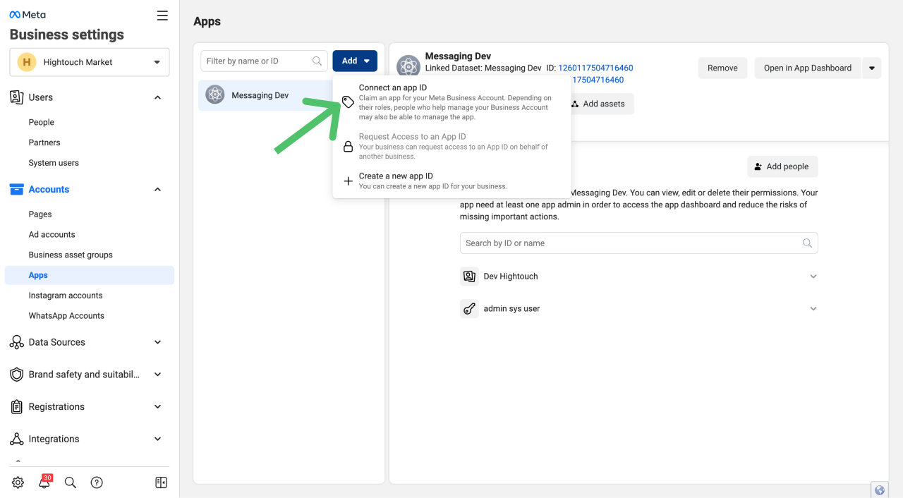 App creation in Meta