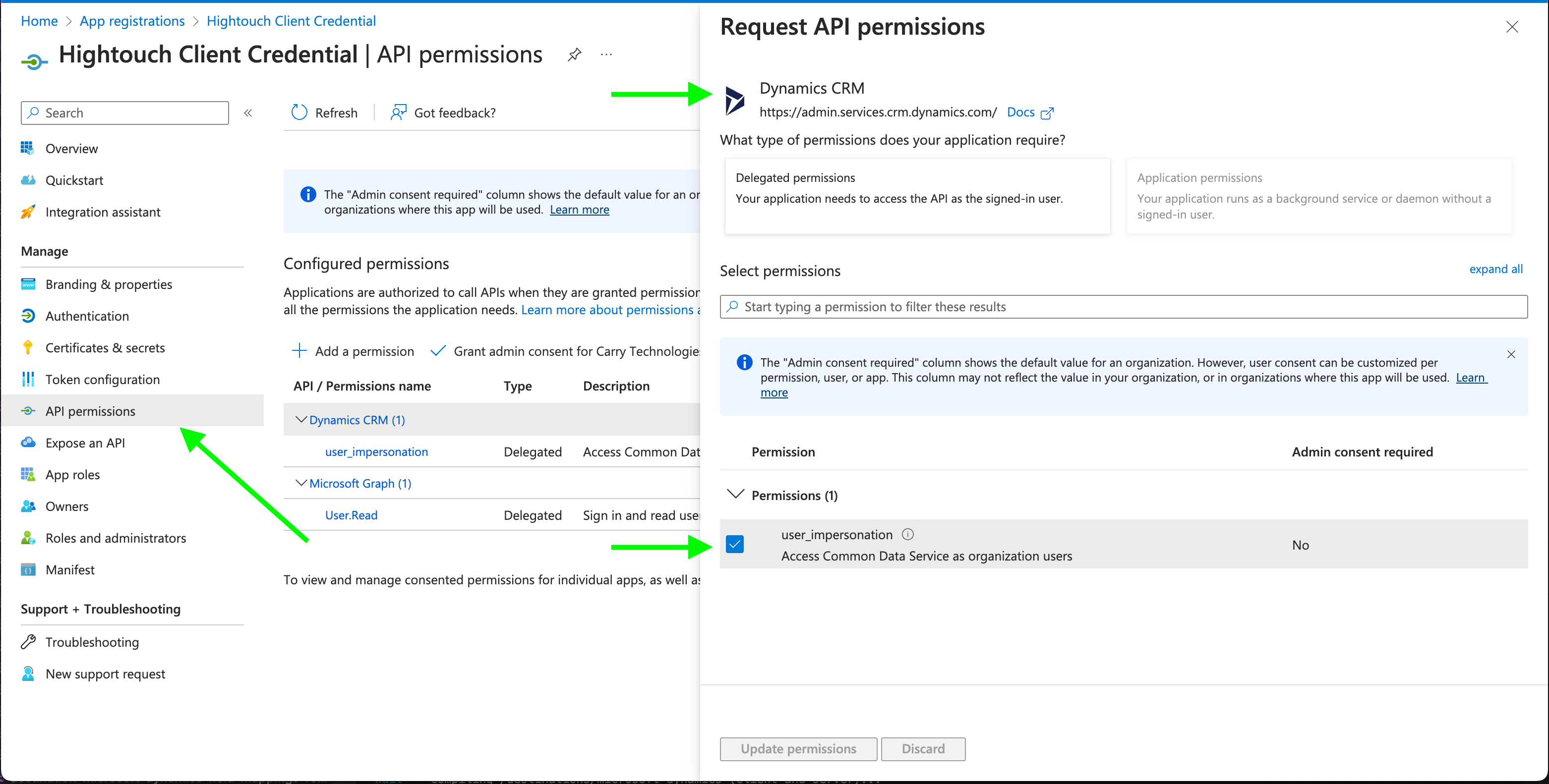 Grant the required permissions