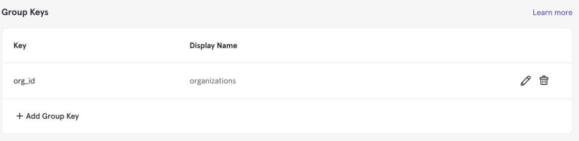 Example Group Keys in the Mixpanel UI