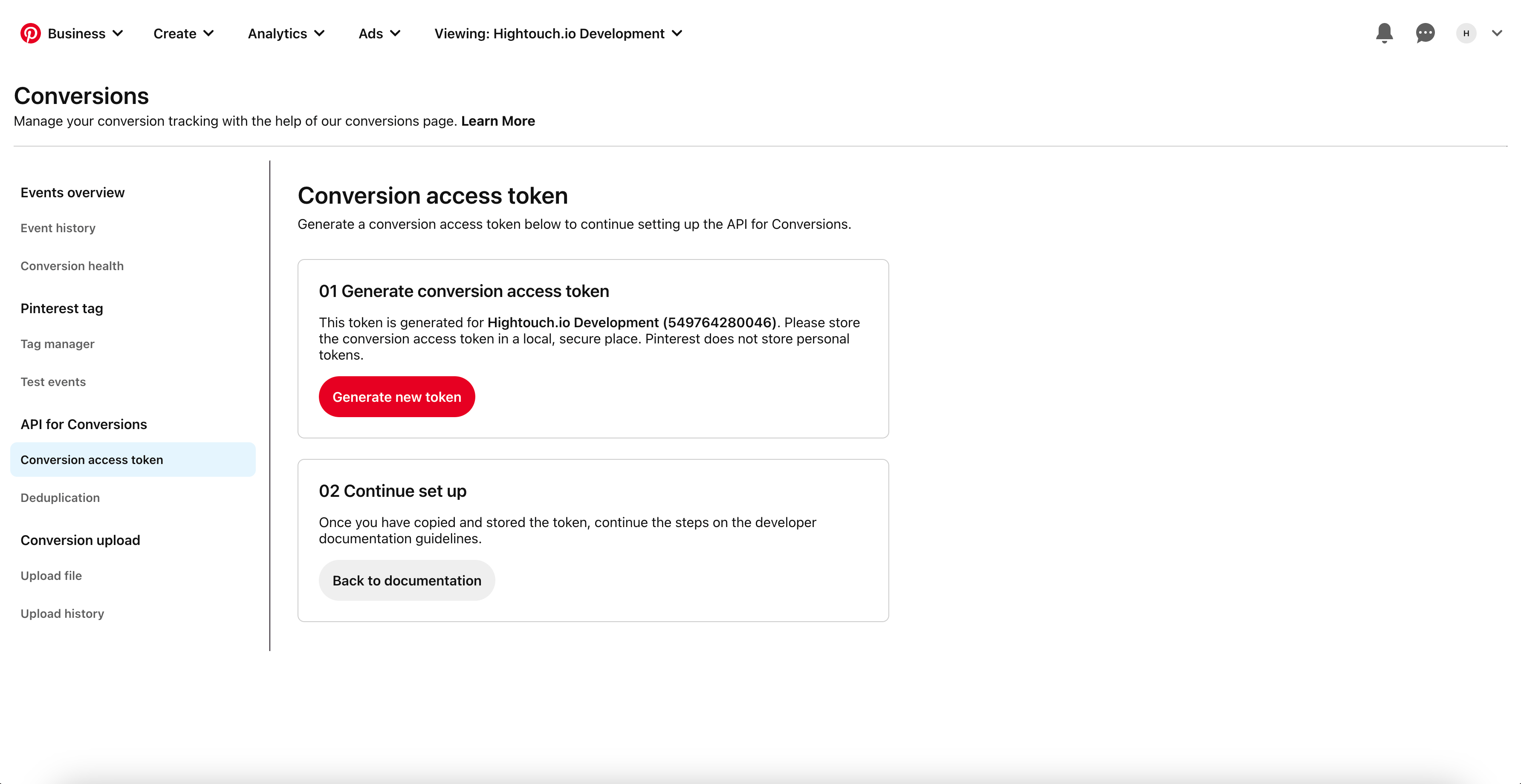 Create conversion access token