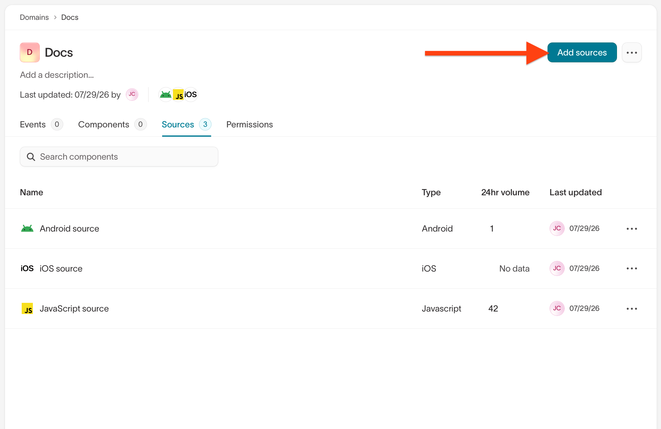 Add sources button
