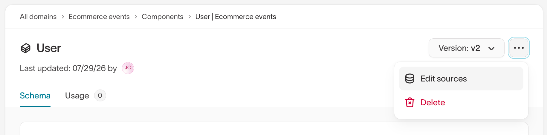 Edit component sources button