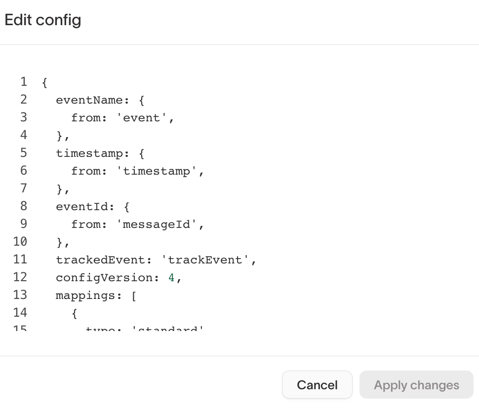 JSON configuration Modal