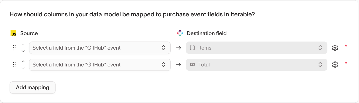 Required field mapping