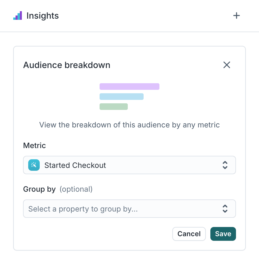 Leaving group by empty for audience breakdown in the Hightouch UI