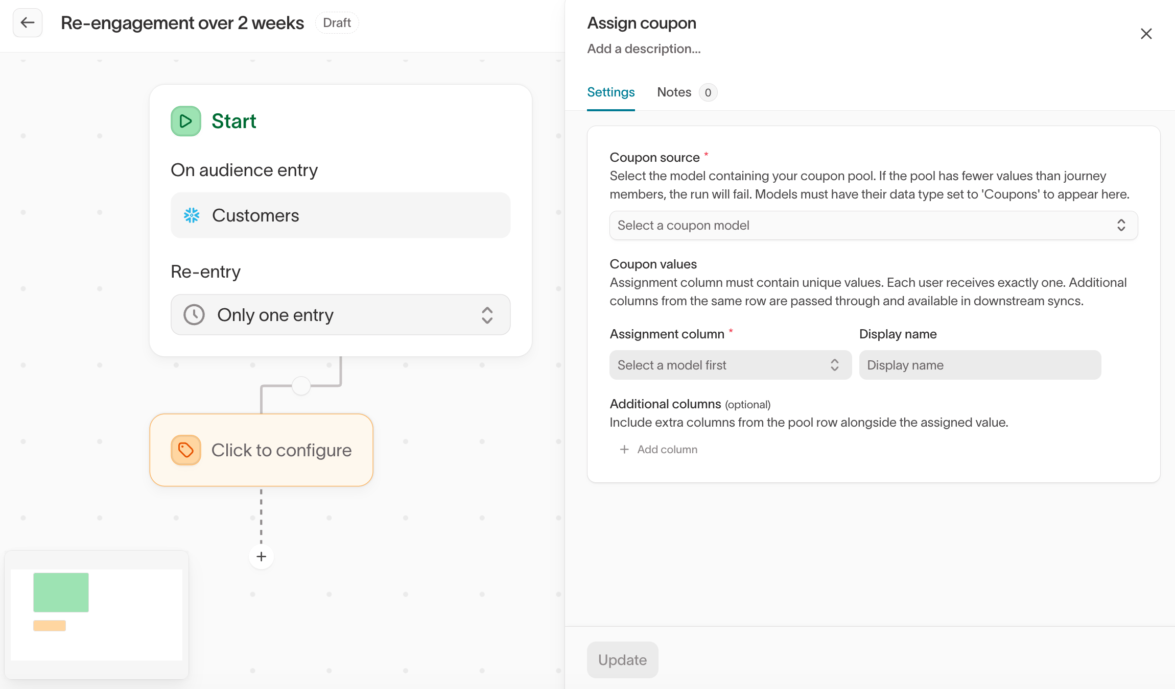 Assign coupon tile configuration