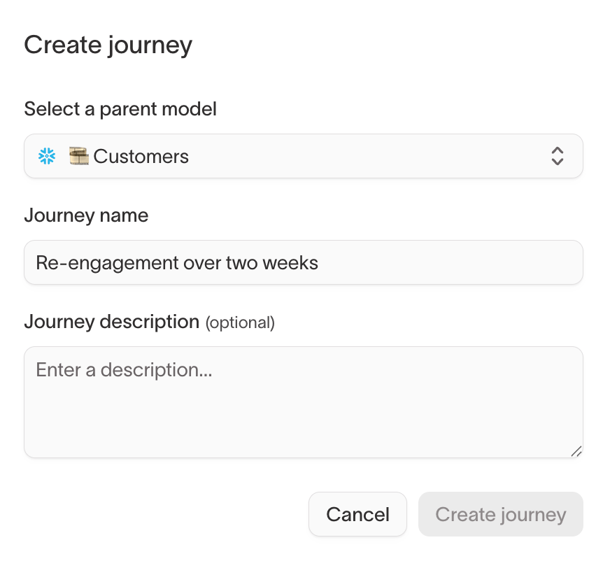 Create journey modal