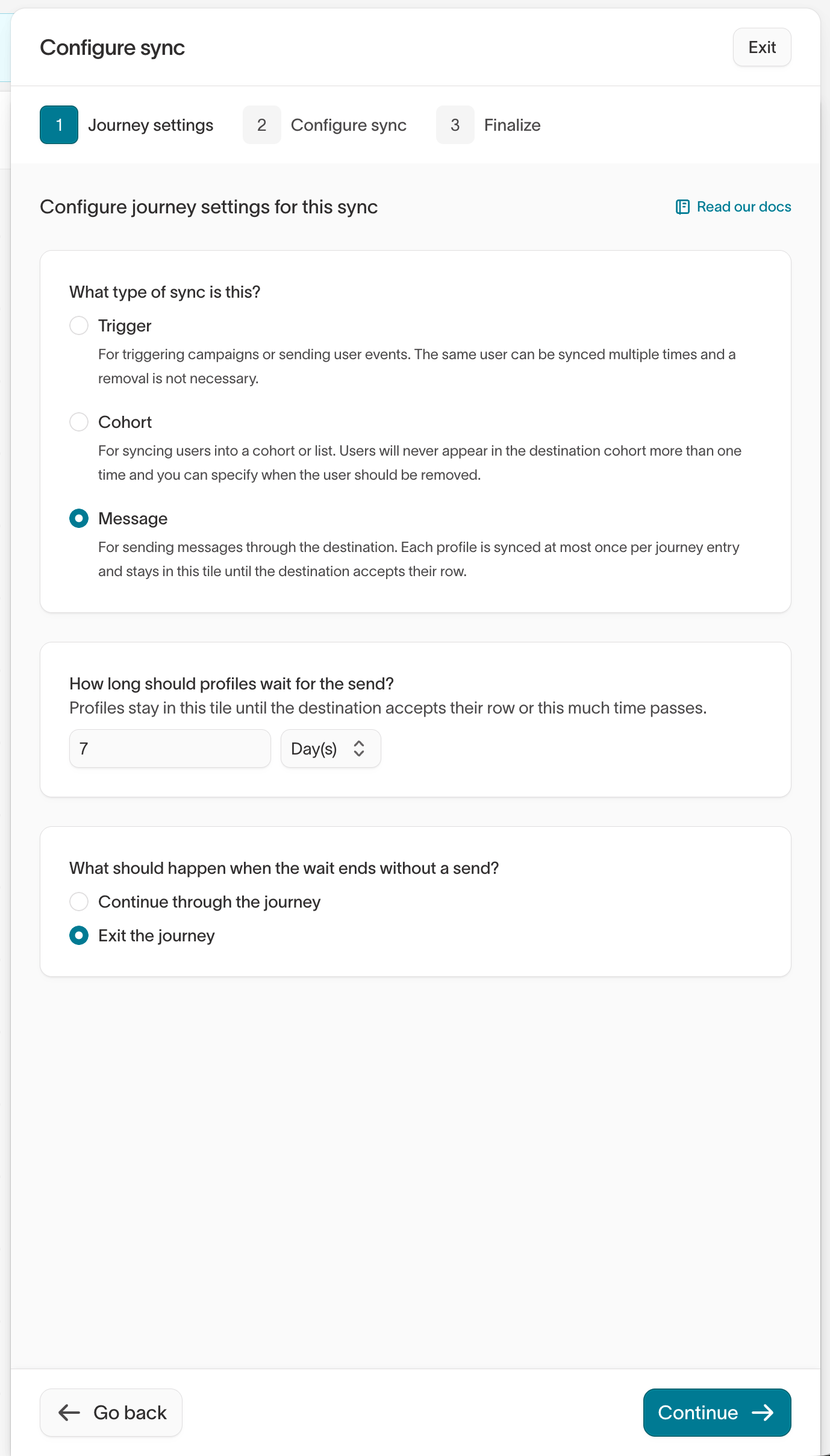 Message mode configuration