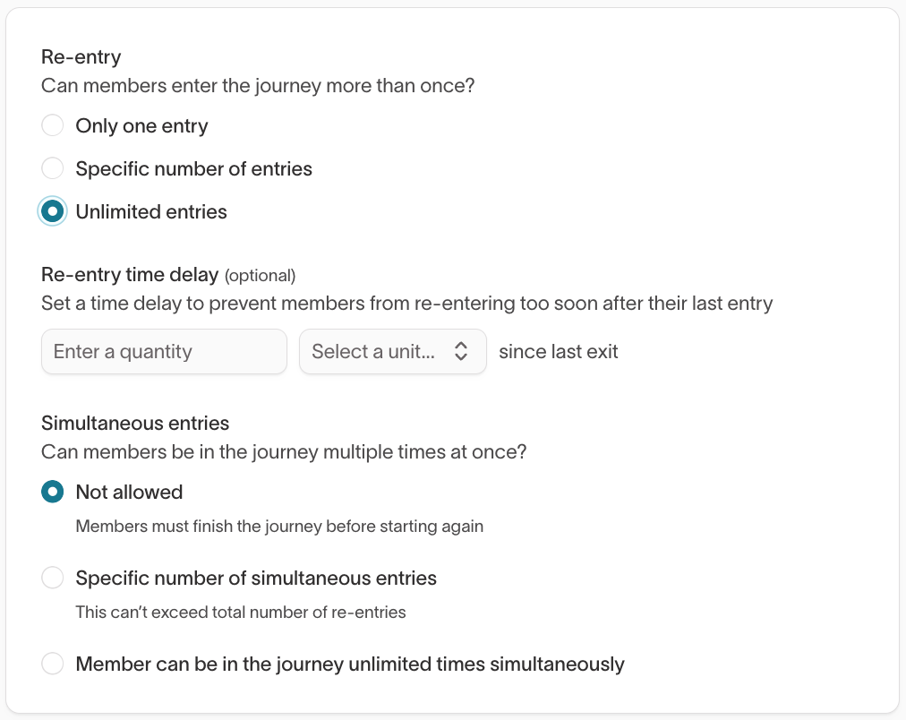 Simultaneous entry options