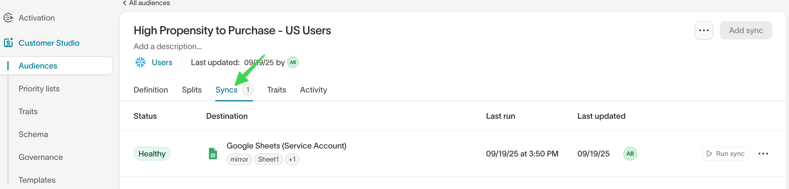 Sync configuration with predictive scores