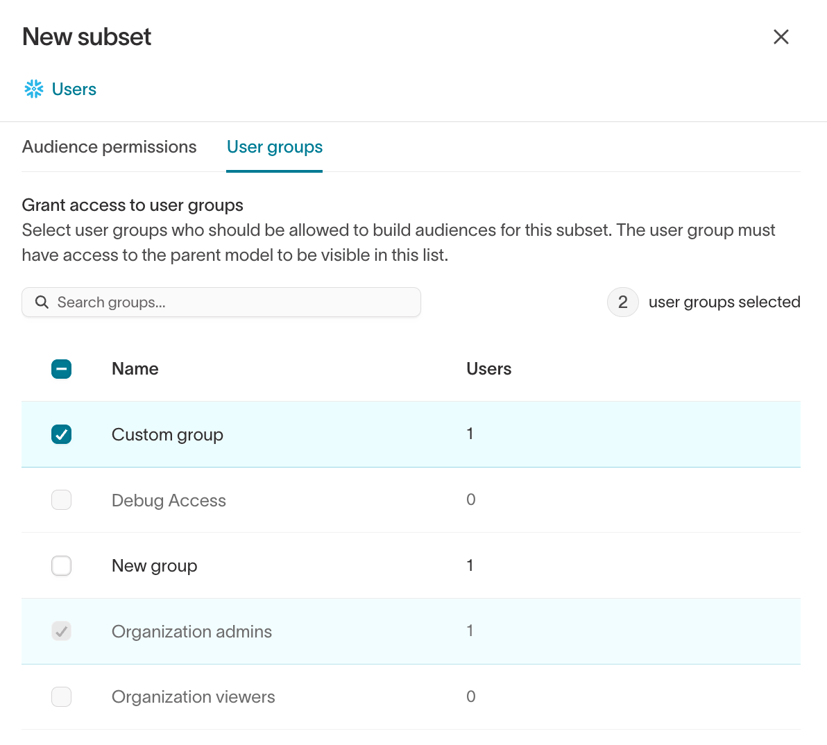 Grant access to user groups