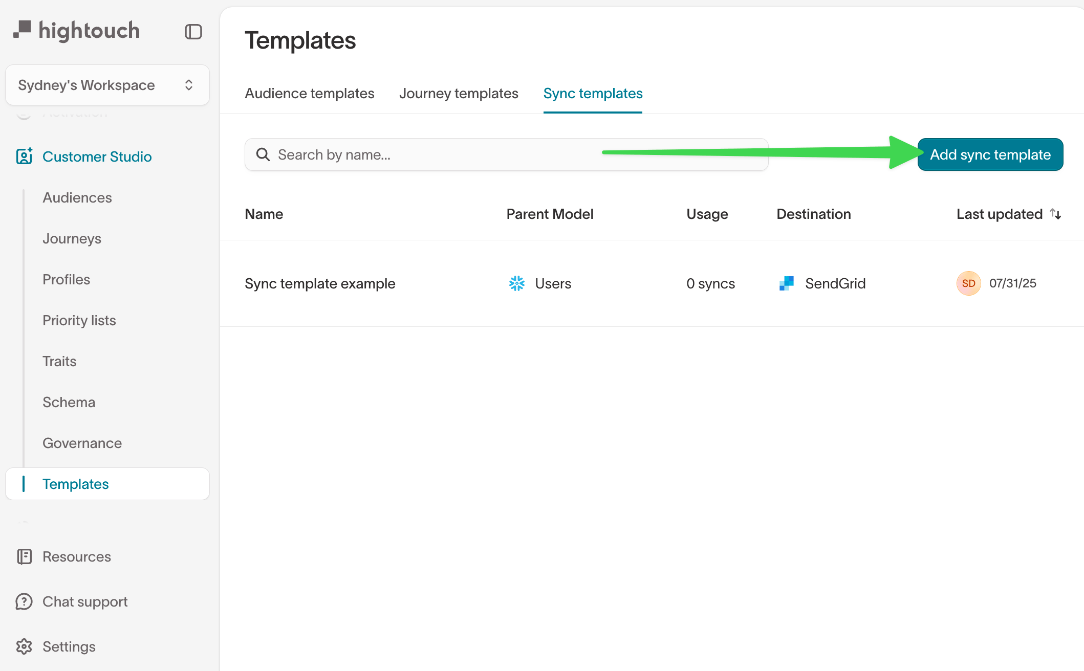 Add sync template
