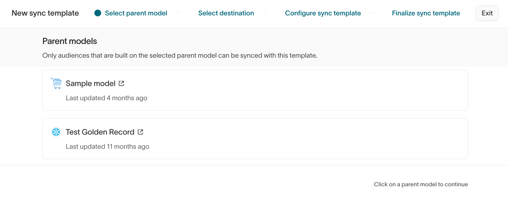 Select a parent model