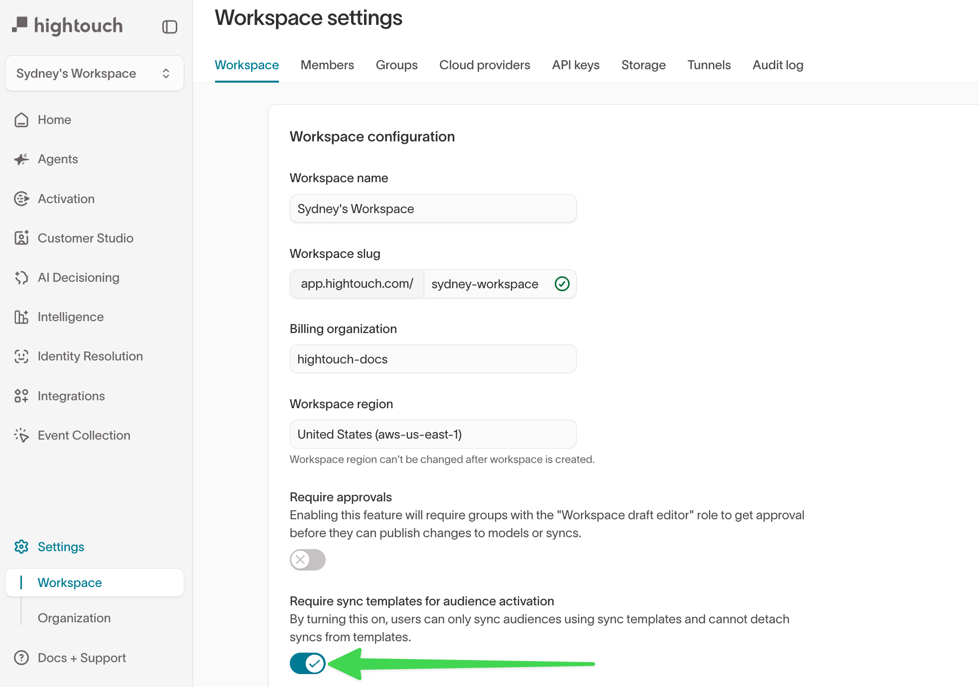 Require sync templates for audience activation