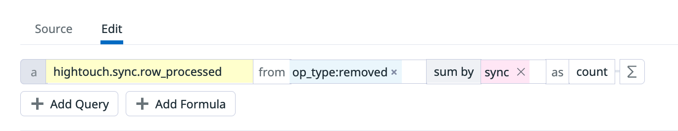 Datadog metric monitor configuration with sum by sync