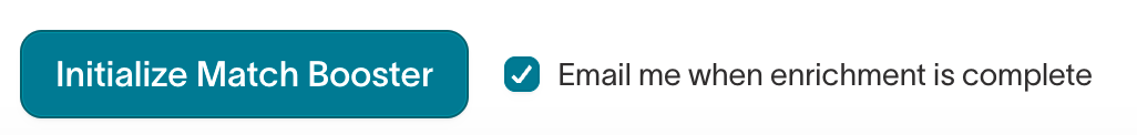 The Initialize Match Booster button with the email notification checkbox.