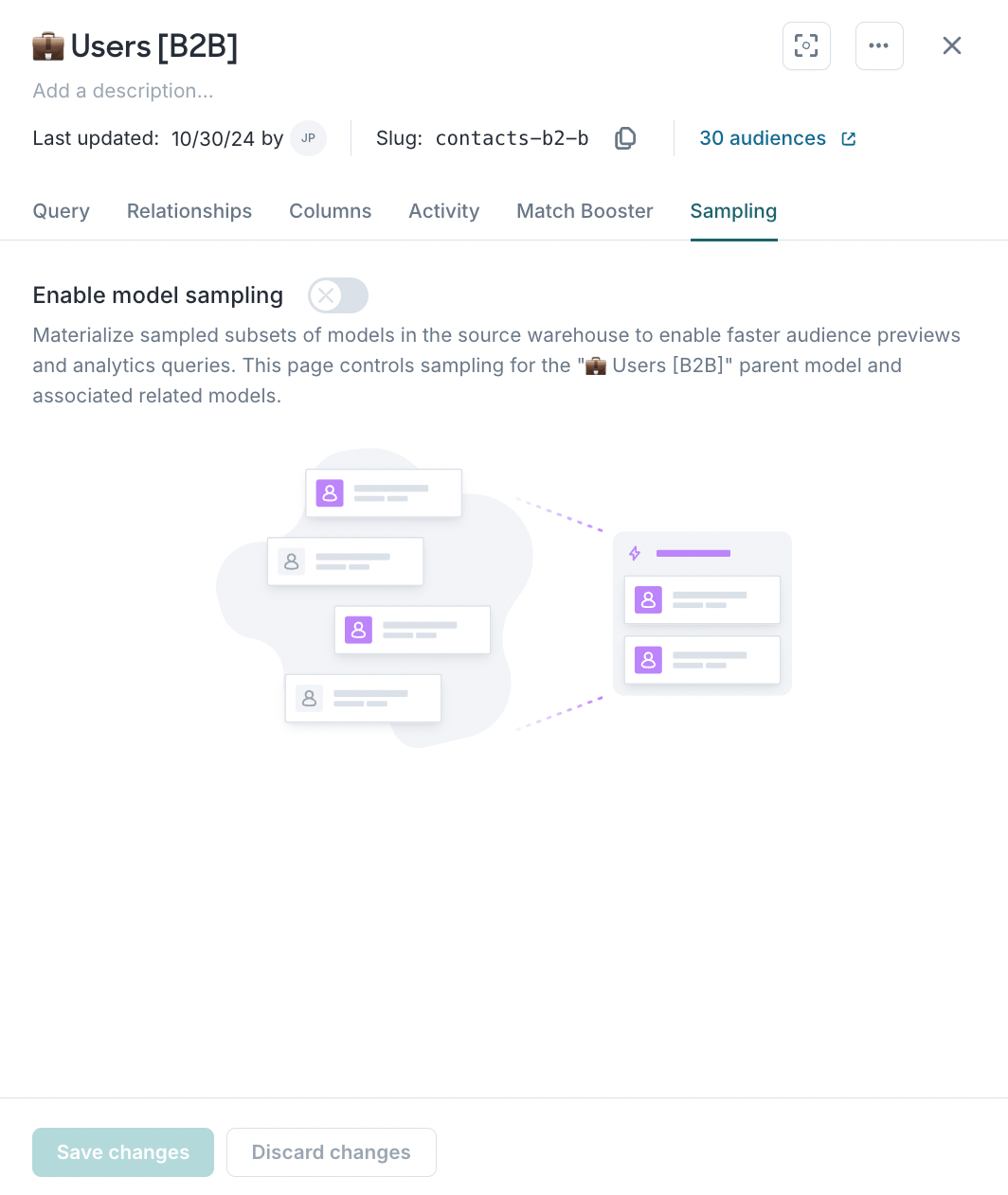 Enabling sampling in the Hightouch UI