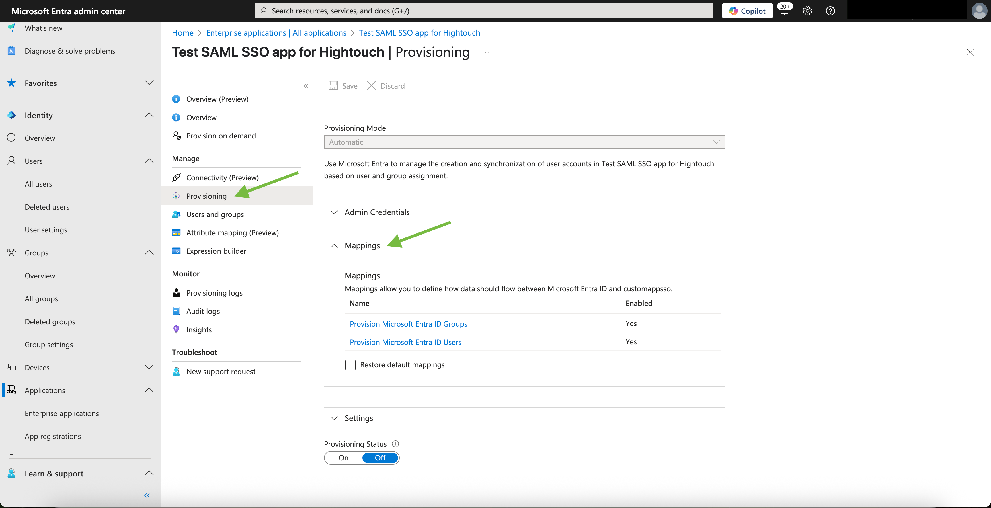 SCIM attribute provisioning