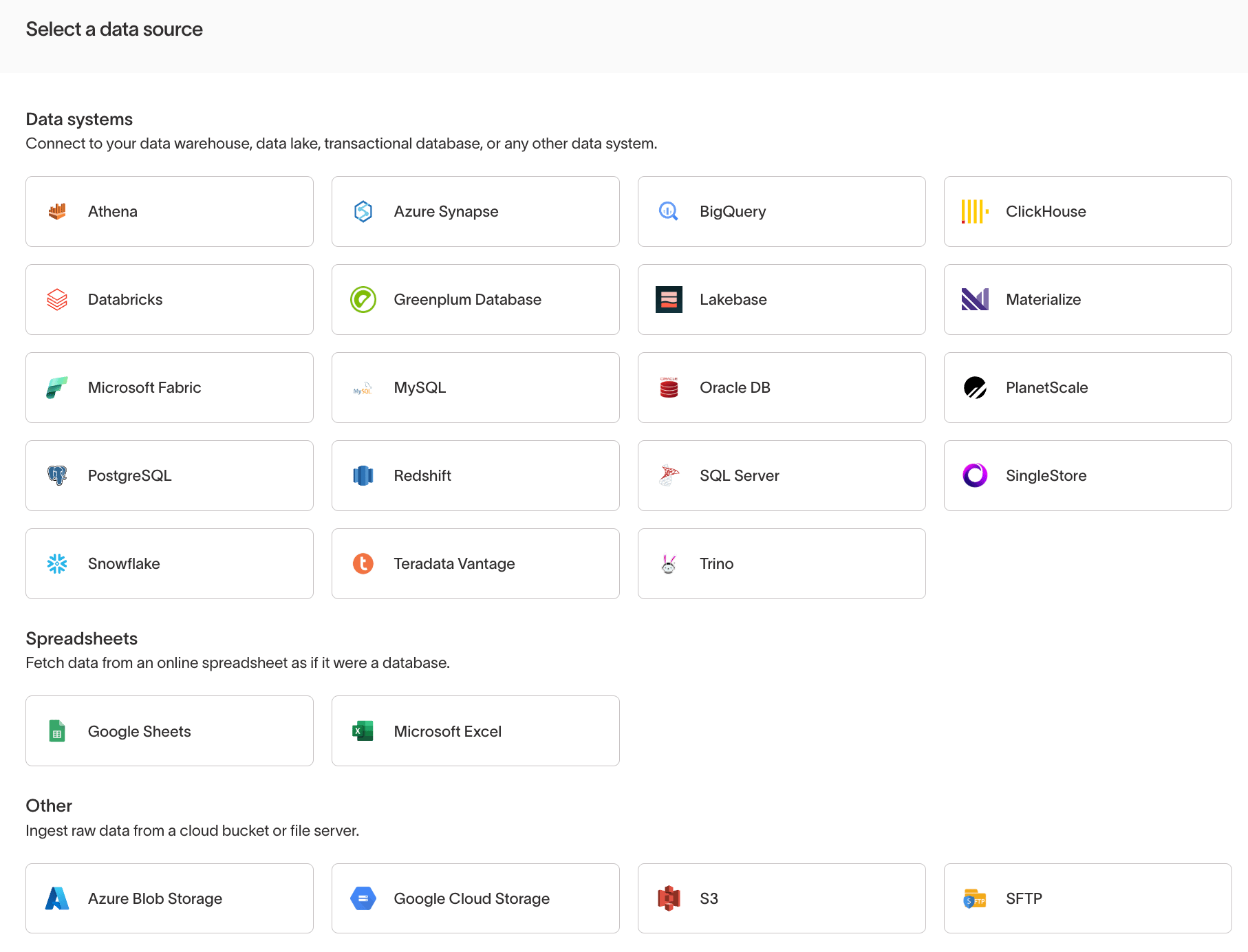 Select a data source