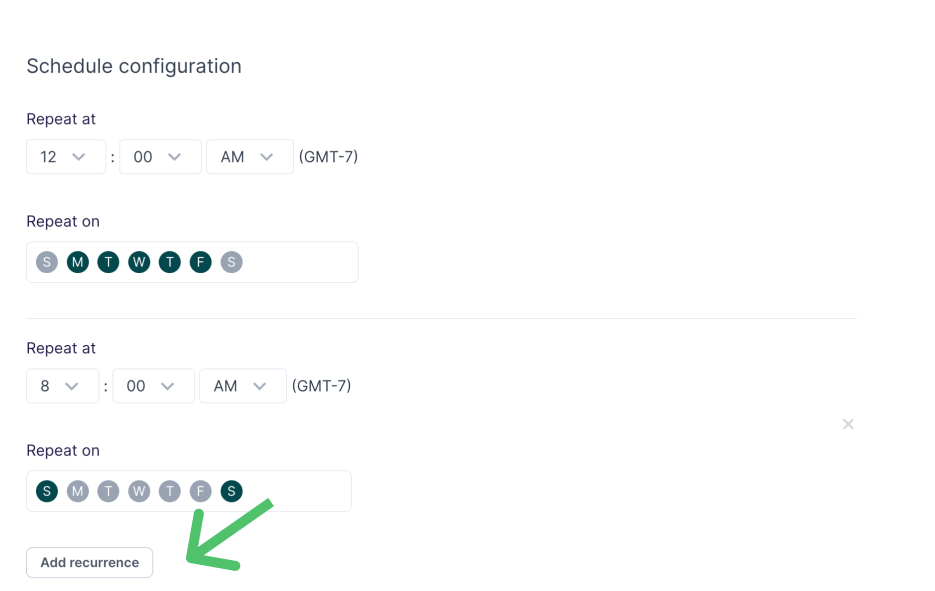 Configuring a custom recurrence schedule in Hightouch