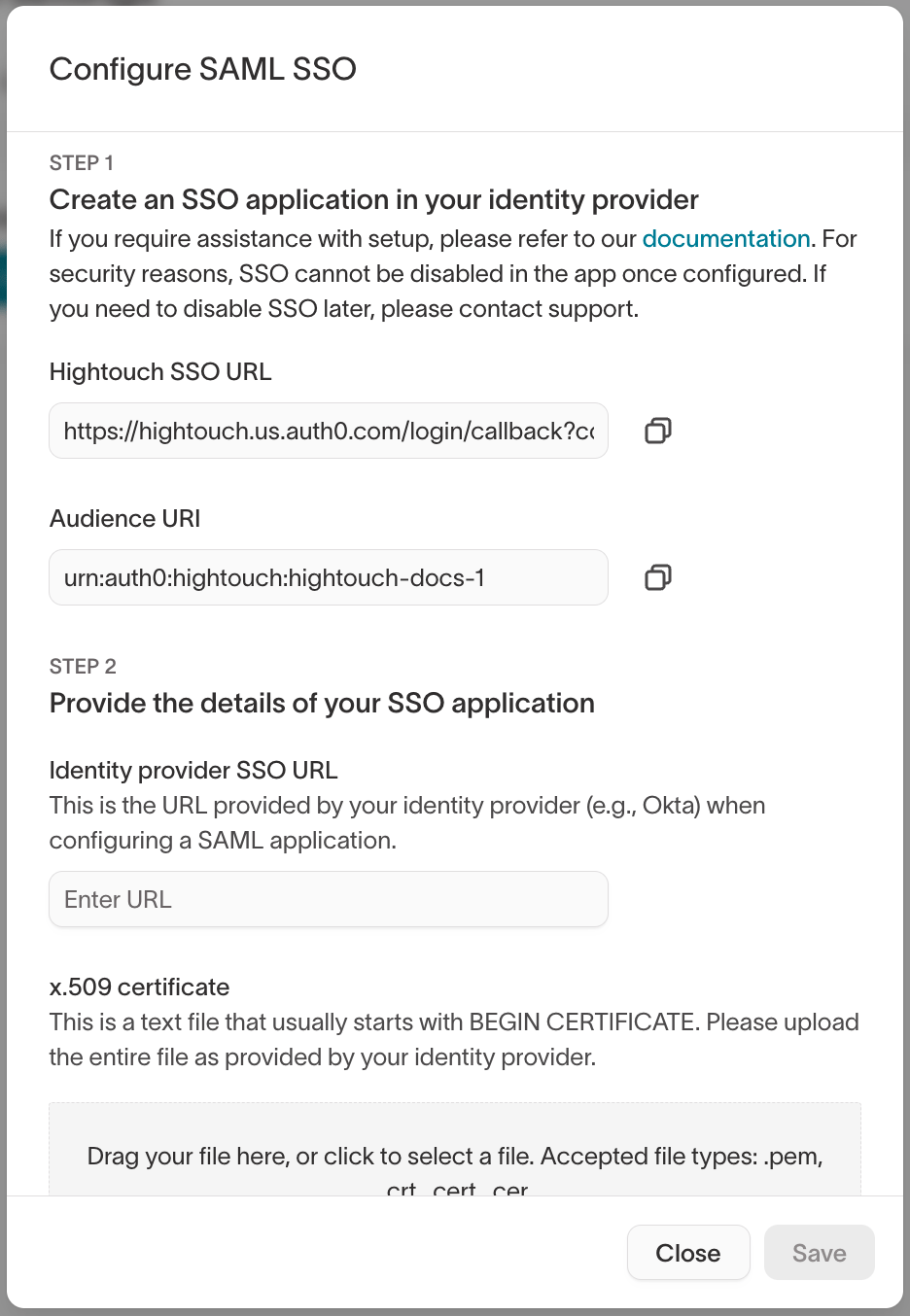 SSO setup