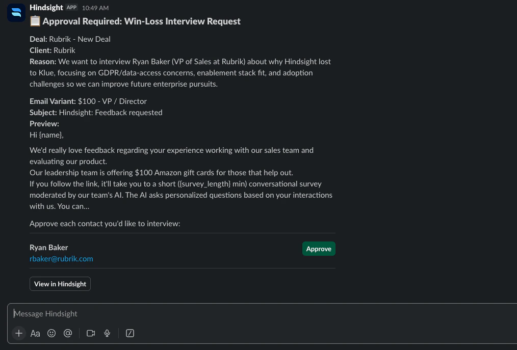 Interview Agent Approval Request